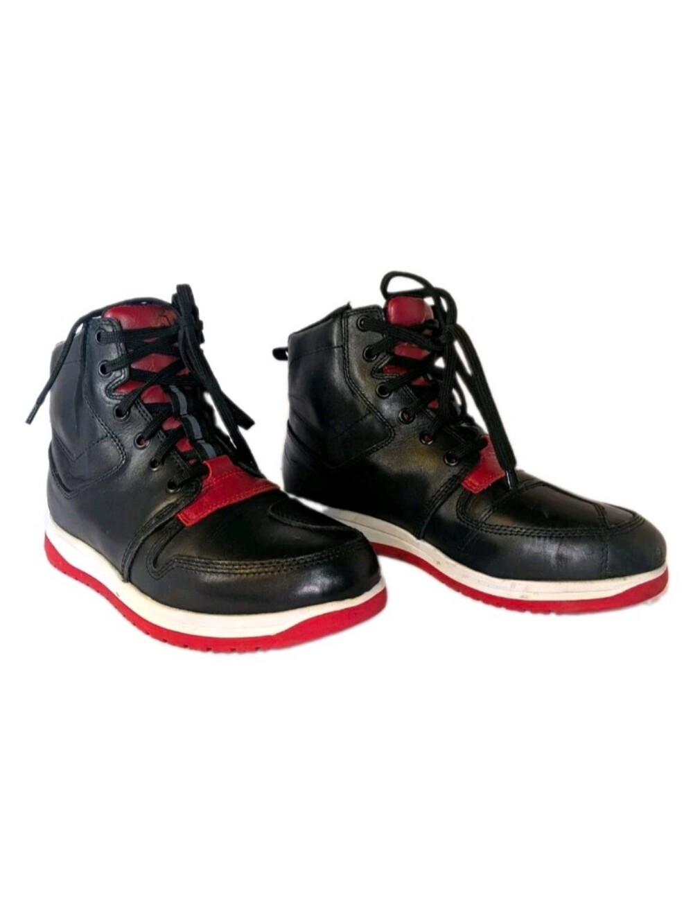 Reac Men's Motorcycle Black and Red High-Top Sneakers